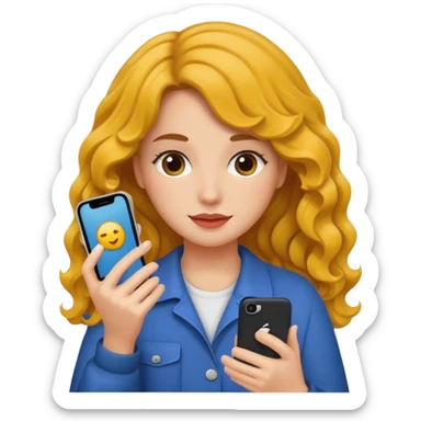 A gurl with wavy hair holding I phone sticker