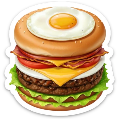 can you make me a breakfast item mixed into a lunch item? so like half burger half breakfast sandwhich. can you make the half be vertical so left side is breakfast sandwhich and right side is a burger sticker