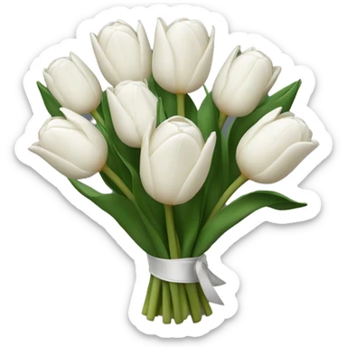 White Tulip Rose Bouquet sticker