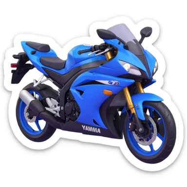 blue Yamaha R25 motorcycle front view, detailed, realistic sticker