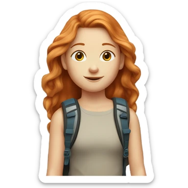 Ginger girl with volume straight hair and blue eyes on a summer hike in mountains  sticker
