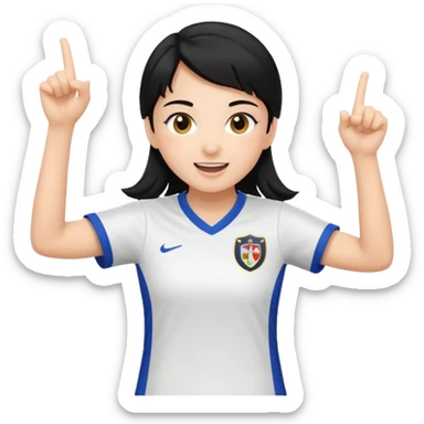 black-haired soccer girl, celebrating a goal sticker