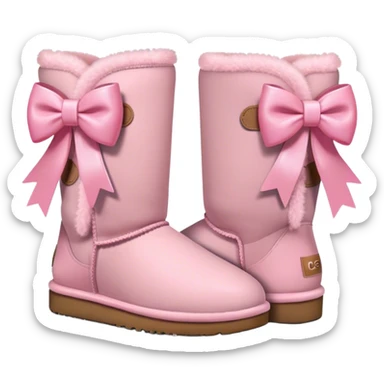 2 light pink Uggs with 2 light pink bows sticker