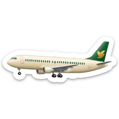 emoji: long passenger airplane, light beige (milky), only dark green (#173e12) inserts, no other colors, Apple emoji style, no text sticker