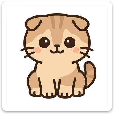 flat toon kawaii scottish fold kitten sitting, twitter style emoji sticker