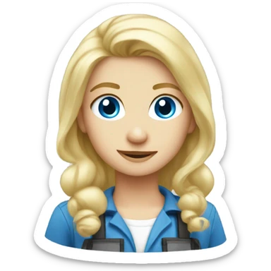 blonde hair blue eyed girl electrician  sticker