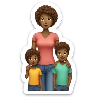 Mom with 3 children White  sticker