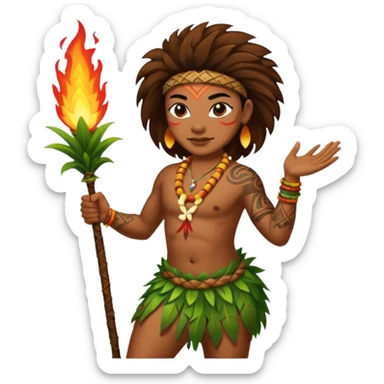 hawaiian fire dancer with tattoos sticker