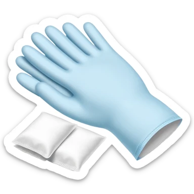 disposable gloves, cotton pads and swabs lying on a table sticker