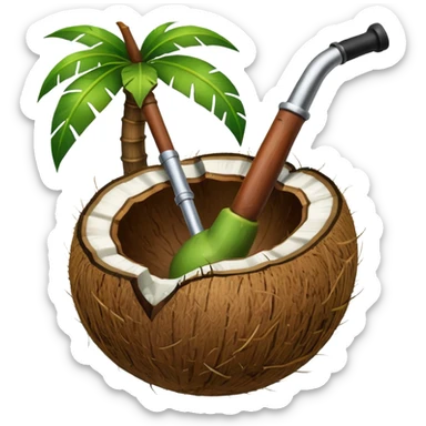 Coconut ith open and with pipe, outside the coconut should be green like raw sticker