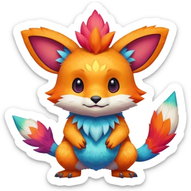 Colorful cute furry anthropomorphic painted Fakémon-Pokémon-creature sticker