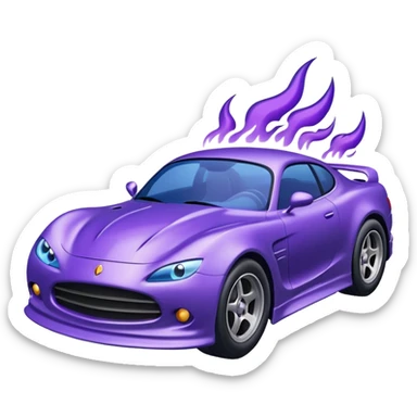 Purple car drifting with navy blue flames coming out of the rear tires. sticker
