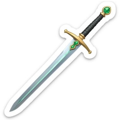plain sword with dull blade and simple hilt, only the gemstone in the hilt is colored, emoji style sticker