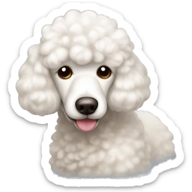 white poodle brown nose asleep sticker