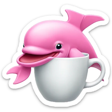 pink dolphin with coffee sticker