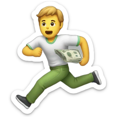 A person who gave money to his friend and never got it back, out of money, running after his friend to get the money sticker