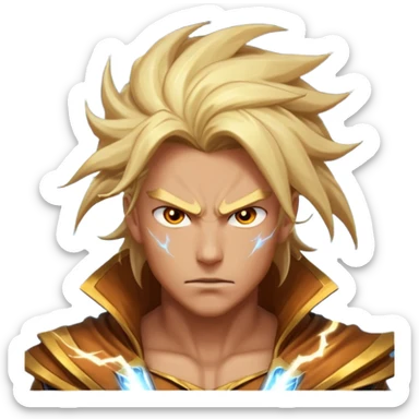 storm rider portrait, head and shoulders only, wind-swept hair, crackling lightning aura, storm clouds swirling behind, intense glowing eyes, epic fantasy vibe, 3D cartoon, mobile game icon style, clean background, no text, no watermark
 sticker