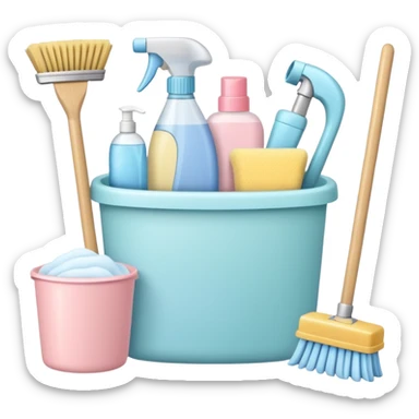 Realistic cleaning essentials with natural color sticker