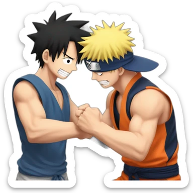 luffy and naruto armwrestling sticker
