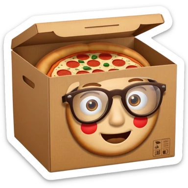 pizza take-out box with glassess  sticker