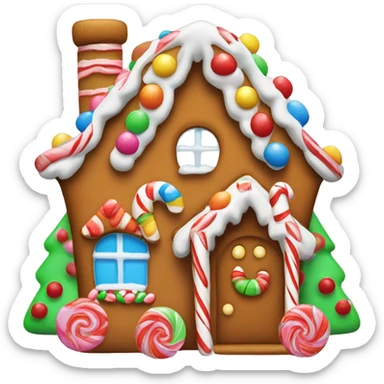 Gingerbread house with gum drops and candy canes  sticker