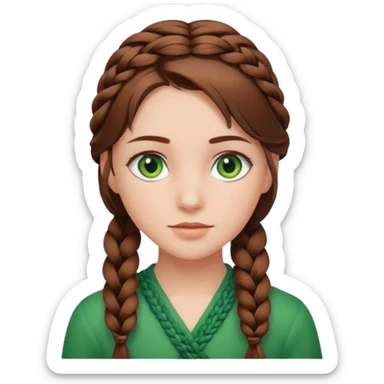 D’une fille au yeux vert avec les cheveux marron mode tresse collée et voilà  sticker