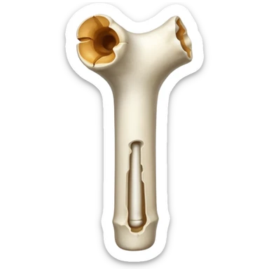 a femur bone with small holes inside sticker