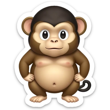 Fat monkey with long black hair sticker