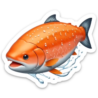 a salmon flopping out of water sticker