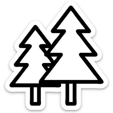 logo illustration of evergreen trees in Scandinavian folk art style, dark neutral forest color tones, with outlines, suitable for favicon sticker