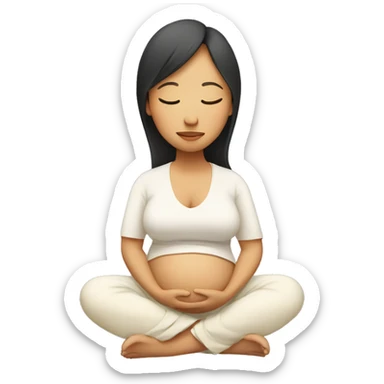 Pregnant Asian woman meditates sticker