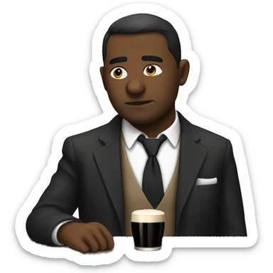 Sad man wearing a suit drinking a Guinness by himself sticker