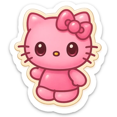 Hello KITTY as a playful sticker, cute style, pink and white color scheme, large eyes, simple background sticker