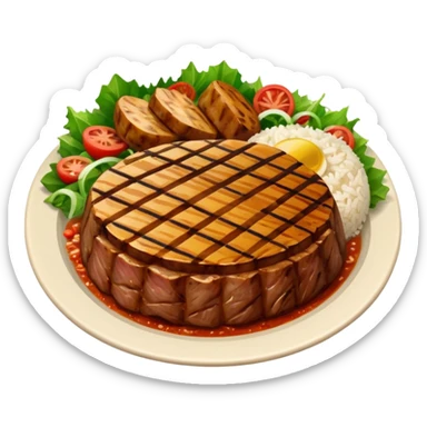 Brazilian dish with salad, rice and meat sticker