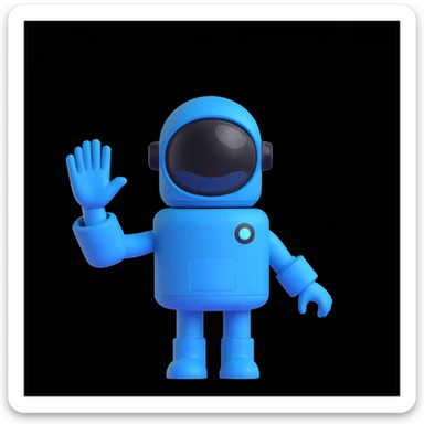 Among Us crewmate, blue color, waving, simple background sticker