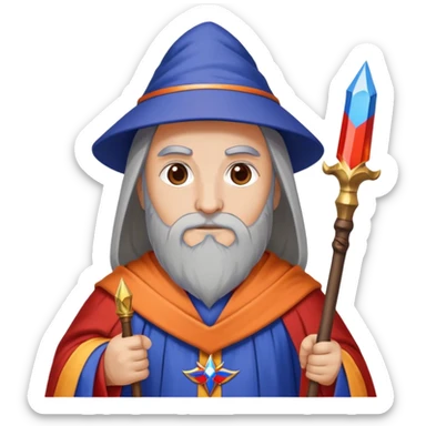 Wizard with Armenian flag colors (red, blue, and orange) on robe, holding a staff sticker