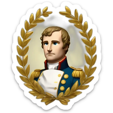 Laurel wreath on short hair serious napoleon bonaparte golden statue sticker
