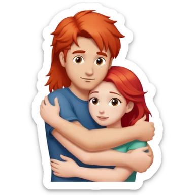 red-haired guy hugs a fair-haired girl sticker