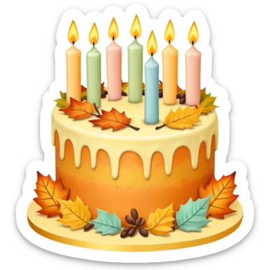Fall themed pastel birthday cake with candles  sticker