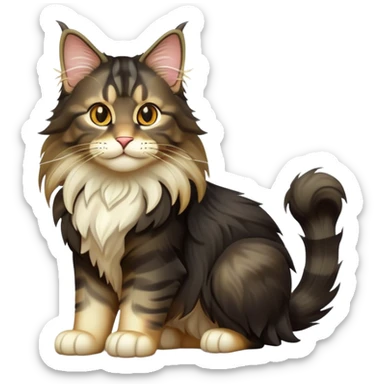 cinematic-black-maine-coon-cat-full-body-on all fours-emoji,-head-tilted-playfully-and-inquisitively,-sleek--black-fur,-simplified-yet-adorable-features,-highly-detailed,-glowing-with-a-warm,-friendly-glow -simplified-yet-realistic sticker