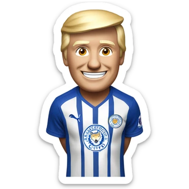Donald Trump cheering Leicester football club wearing kit victory  sticker