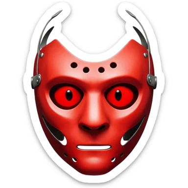 Icon for Thriller: A dark, chilling design featuring a silhouette of Hannibal Lecter’s mask, with a hint of his piercing eyes. Blood-red tones and eerie shadows add suspense, symbolizing the sinister atmosphere. Vintage, intense cinematic style. Transparent background. sticker