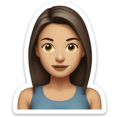 Looks like Mila Kunis, has brown eyes, straight hair below the shoulders, young mom. sticker