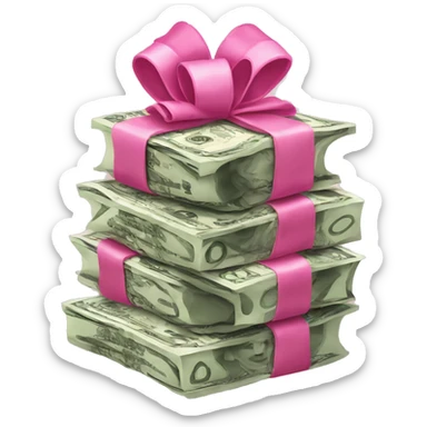 money stack with pink bow sticker