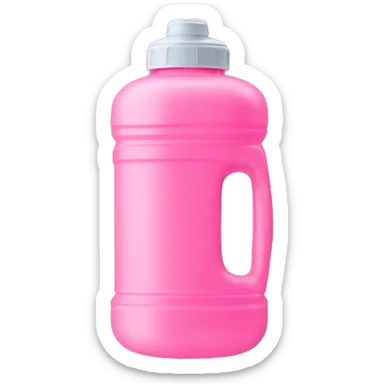 A plastic pink water bottle with a handle is a portable container designed to hold and transport water or other beverages sticker