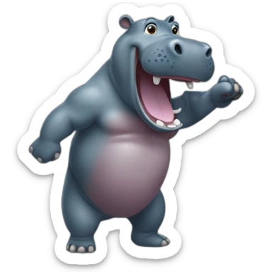 A hippopotamus dancing the macarena sticker