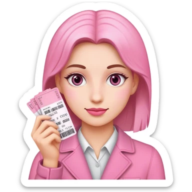 Femme avec billets habillée en rose  sticker