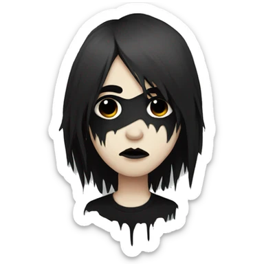 Emo boy with goth makeup and hair covering one eye sticker