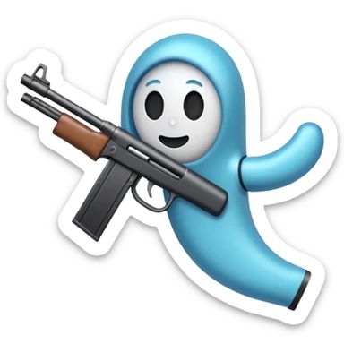 Fantasmas con un fusil moderno y haciendo haciendo en en forma de ✌️ con los dedos sticker