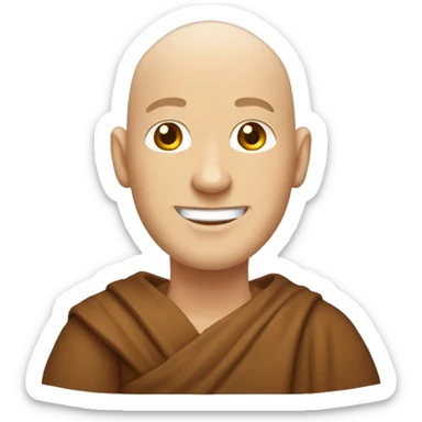 Happy white middle age male human monk with buzz cut  sticker